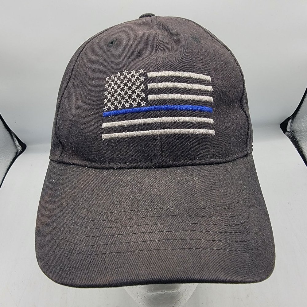 Rothco Thin Blue Line American Flag Hat Adjustable Black Baseball Cap